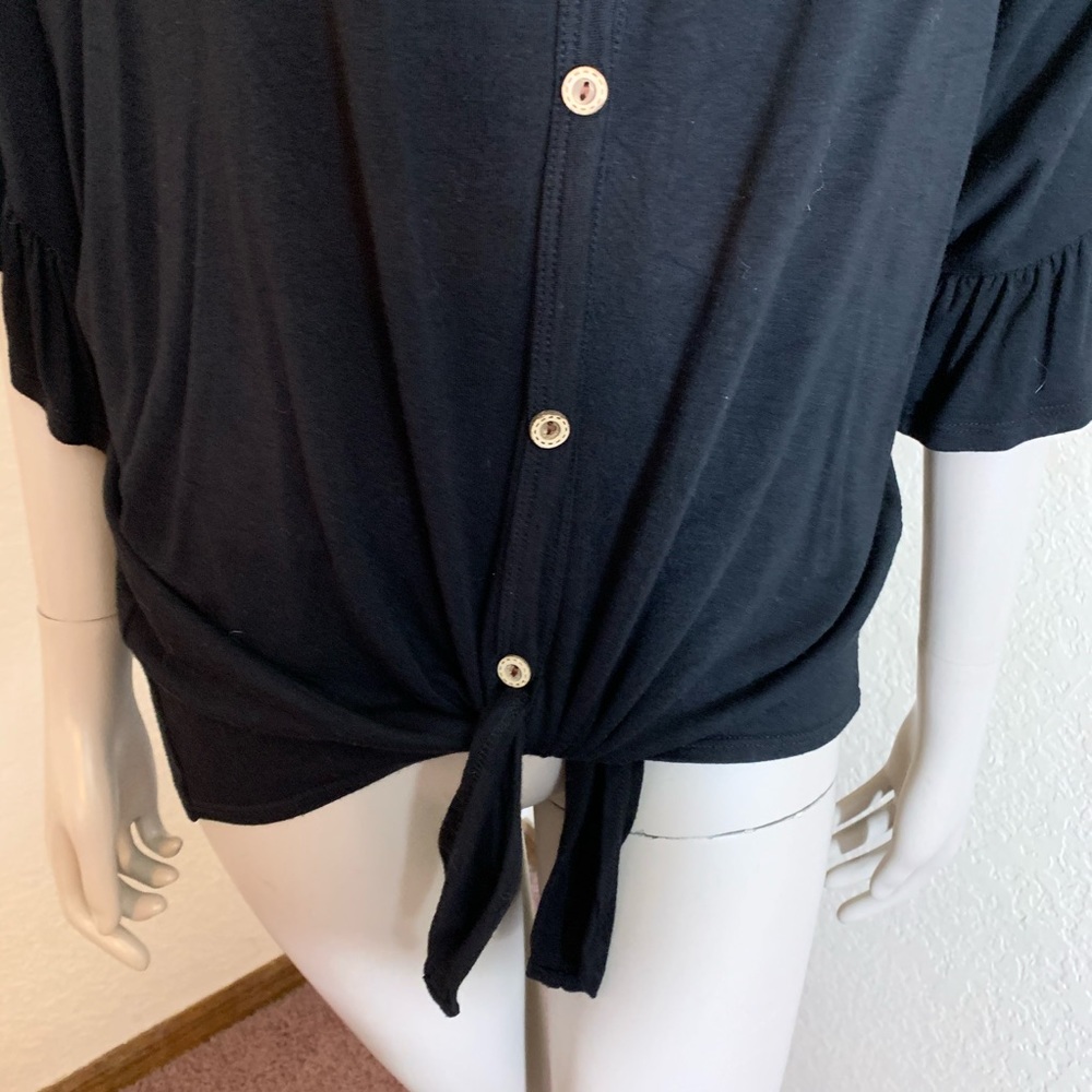 Promesa Black  Ruffled Short Sleeve Top - Picture 6 of 9
